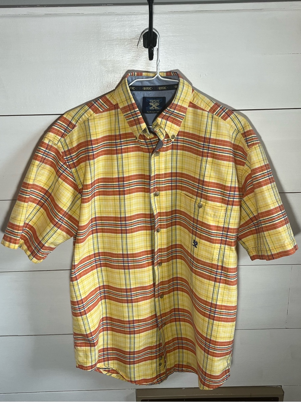 Twenty X Men's Short-Sleeve Yellow Plaid Button-Down Shirt